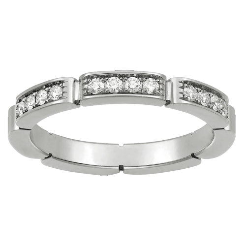 CARTIER/卡地亞 MAILLON PANTHèRE 白金鑲嵌鉆石結婚戒指B4221000