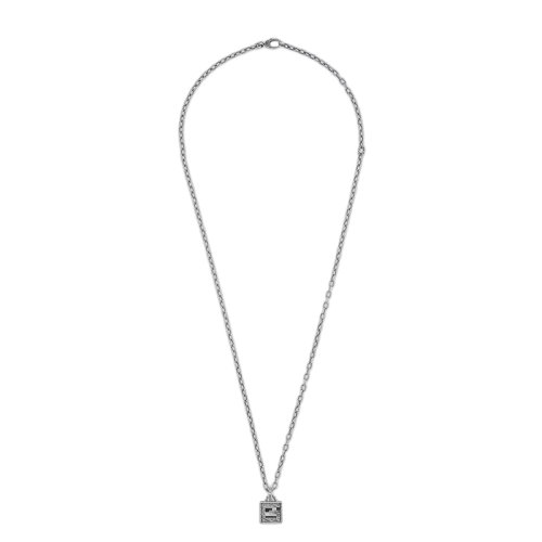 GUCCI/古馳 經典款 復古做舊925純銀方形G鏤空吊墜項鏈552768J84000811