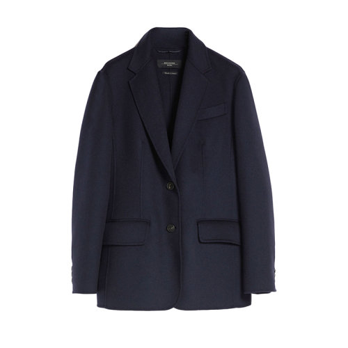 MaxMara/麥絲瑪拉 22年早春新款 GINNICO系列 女士深藍色雙層羊毛面料經典翻領西裝外套夾克5041022706045