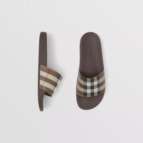  BURBERRY 22年秋冬 男士 格紋印花拖鞋 80481951