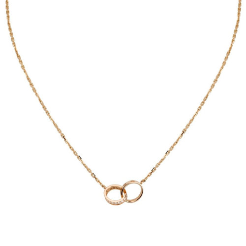 CARTIER/卡地亞 經典LOVE 18K金玫瑰金鉆石項鏈 鑲嵌18顆鉆石 B7013900