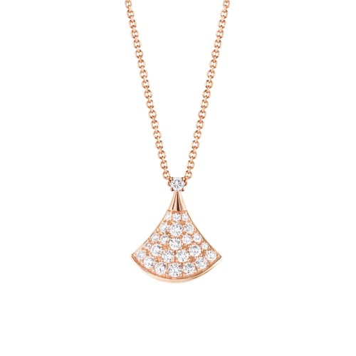BVLGARI/寶格麗 DIVAS'DREAM經(jīng)典款18K金玫瑰金鑲滿鉆 小扇子項(xiàng)鏈 351051