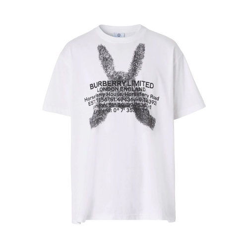 BURBERRY/博柏利 男士白色棉質字母徽標印花裝飾圓領短袖上衣T恤 8049565