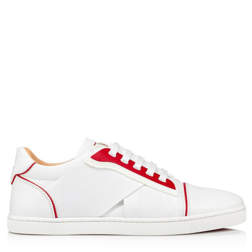 Christian Louboutin/克里斯提魯布托 女士紅色和白色小牛皮低幫運動鞋