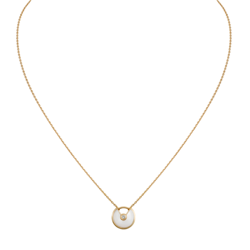 CARTIER/卡地亞 經(jīng)典AMULETTE DE CARTIER超小號18K黃金珍珠母貝鉆石項(xiàng)鏈 B3047100