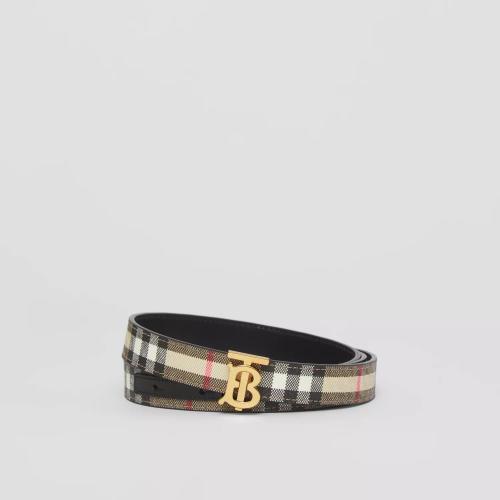  BURBERRY 22年秋冬 女士 雙面兩用 Vintage 格紋拼皮革腰帶 80524841