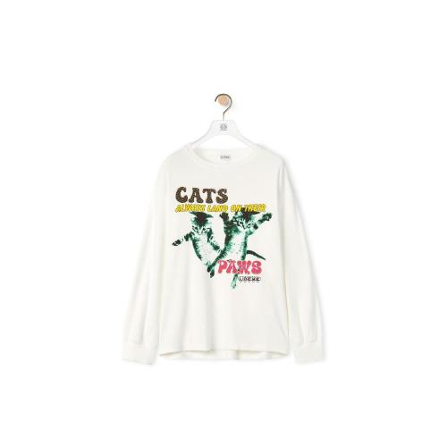  LOEWE羅意威 22年秋冬 女士 長袖T恤 Long sleeve Cats print T-shirt in cotton S359Y22X26-2