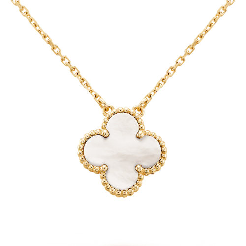 Van Cleef & Arpels/梵克雅寶 經典Vintage Alhambra系列 18k金黃金鑲白色珍珠母貝四葉草吊墜VCARA45900