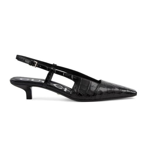  GUCCI古馳 22年秋冬 女士 女士鱷魚紋印花淺口鞋 679360 UKQ00 1000 預定商品2-6周發貨