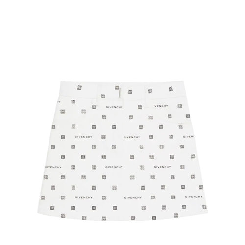 Givenchy/紀梵希 22年秋冬新款 迪士尼聯名系列 女士白色棉質飾品牌4G圖案印花金屬條扣提花迷你裙BW40KR50TC-116