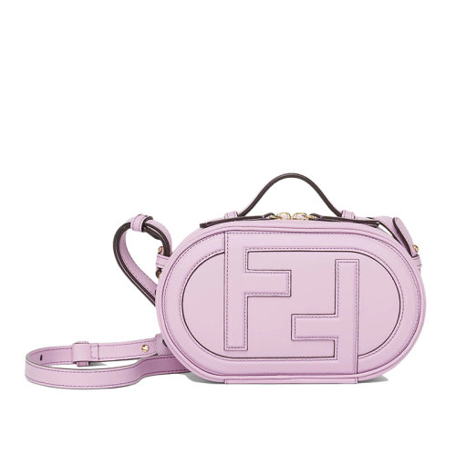 FENDI/芬迪 22新款O'Lock系列 女士迷你款淡紫色皮革同色系FF圖案單肩斜挎手提相機(jī)包8BS058A5DYF1HOV