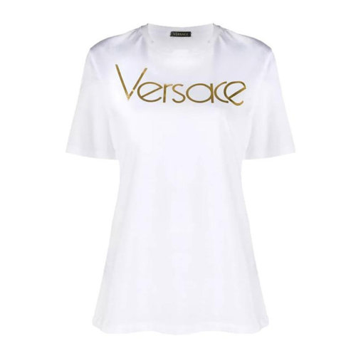 VERSACE/范思哲 女士純色棉質經典字母徽標印花裝飾圓領上衣短袖T恤 A83641-A201952 多色可選
