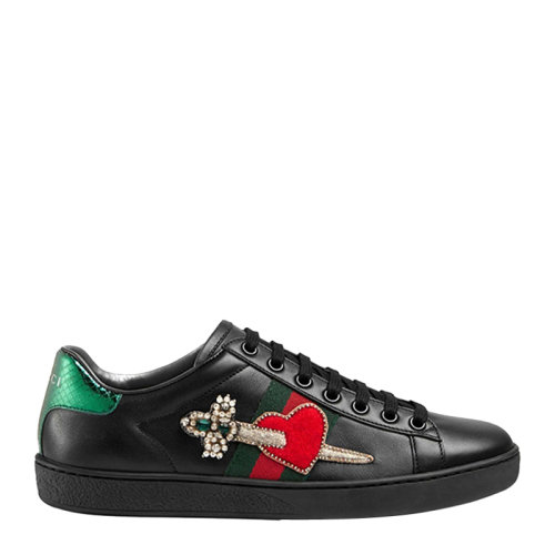GUCCI/古馳 女士 丘比特之箭 牛皮珍珠水鉆細節 經典小白鞋休閑運動鞋板鞋 472990 女鞋