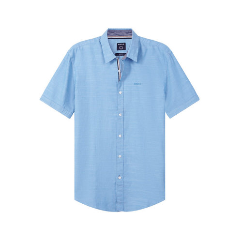 HUGO BOSS/雨果博斯【22春夏新款】男士棉質修身短袖襯衫 50468980
