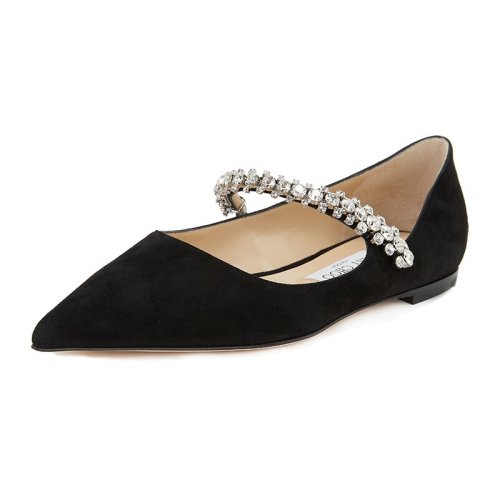 Jimmy Choo/周仰杰 女士黑色時尚仿水晶裝飾平跟涼鞋 BAILYFLATSIW黑色