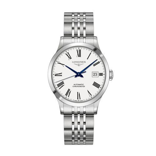 LONGINES/浪琴 開創者系列 自動機械鋼鏈白色啞光表盤男表38.5毫米L2.820.4.11.6