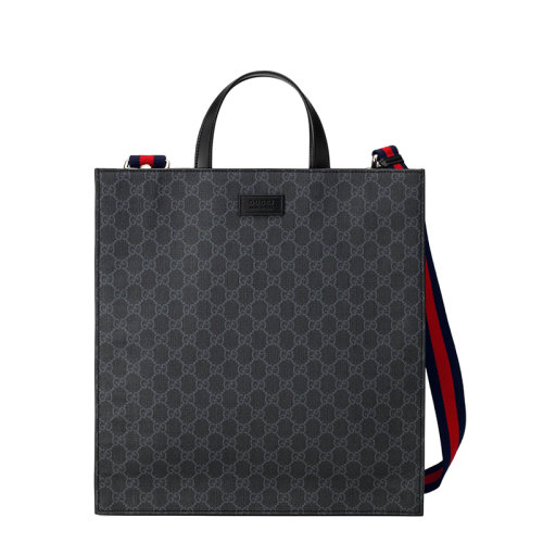 預(yù)定一到兩周 GUCCI/古馳 經(jīng)典款 男士黑色灰色GG涂層柔軟帆布藍(lán)紅條紋包帶公文包單肩手提包495559K5IAN1095