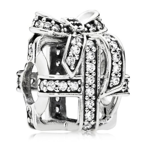 PANDORA/潘多拉 蝴蝶結鏤空禮物盒串珠791766CZ