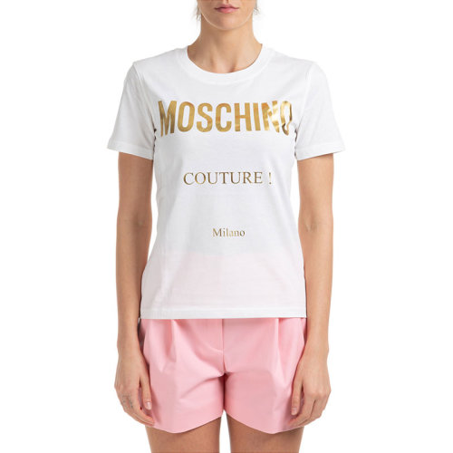 MOSCHINO/莫斯奇諾  女裝 時尚百搭 品牌字母LOGO 圓領(lǐng) 女士白色棉質(zhì)短袖T恤 A071955401002  HKY015C