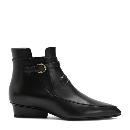 Salvatore Ferragamo/菲拉格慕 黑色 女士GANCINI飾及踝靴 732741-01R432