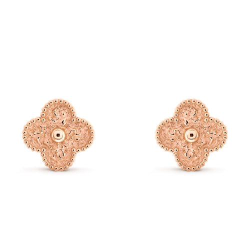 Van Cleef & Arpels/梵克雅寶 經典Vintage Alhambra系列 18K金玫瑰金幸運四葉草耳釘VCARN9T400