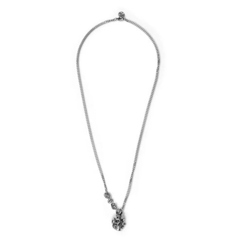 Alexander McQueen/亞歷山大麥昆 男士 銀色金屬骷髏頭時尚吊墜項鏈 628083J160Y0446