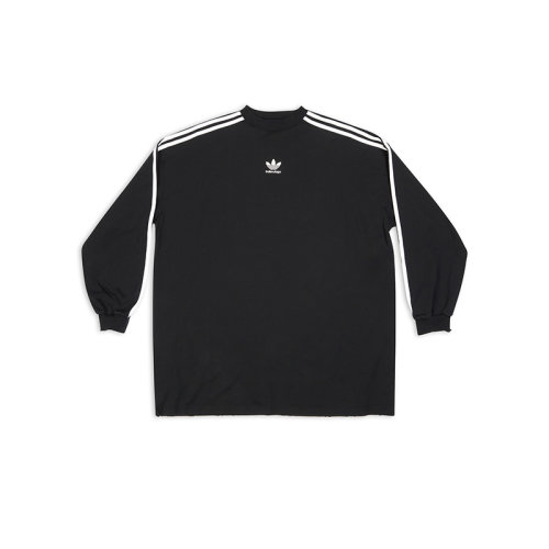 Balenciaga/巴黎世家 22年秋冬新款 ADIDAS聯名系列 男女同款黑色純棉Logo標記長袖T恤728789TNVA68482
