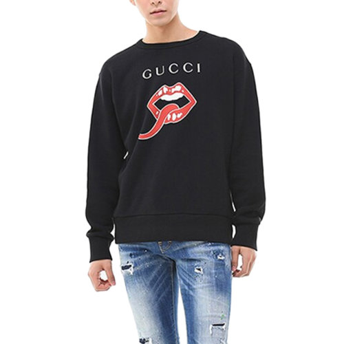 GUCCI/古馳 男裝 服飾 黑色經典logo印花 圓領衛衣 男衛衣