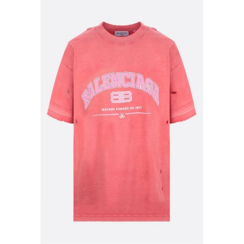  Balenciaga/巴黎世家 女士粉紅色棉質短袖T恤 612965-TLVJ1-6441 PLFSX