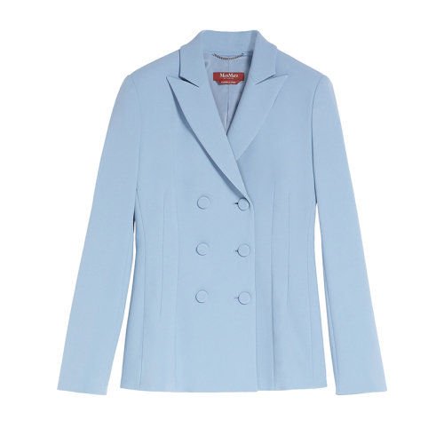 MaxMara/麥絲瑪拉 22年早春新款 DANZICA系列 女士天藍色彈力粘膠混紡卡迪面料西裝外套夾克6041022406002