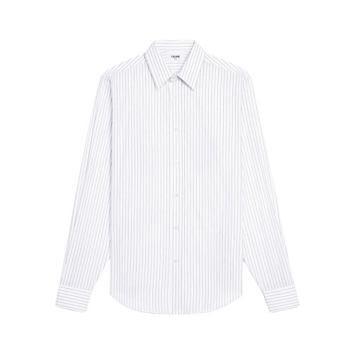 CELINE/賽琳 22年春夏新款 男士白色/黑色純棉條紋經典襯衫2C028040Q.01XN