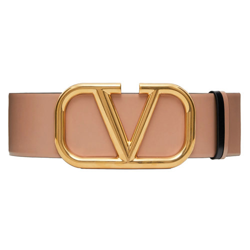 Valentino/華倫天奴 女士棕色閃亮小牛皮標(biāo)志性VLOGO腰帶 70毫米ZW2T0S10ZFRLC8