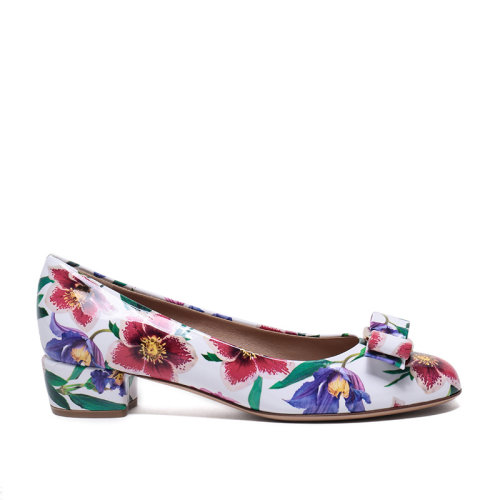 Salvatore Ferragamo/菲拉格慕 女士VARA 6系列牛皮革蝴蝶結粗跟鞋 0688977