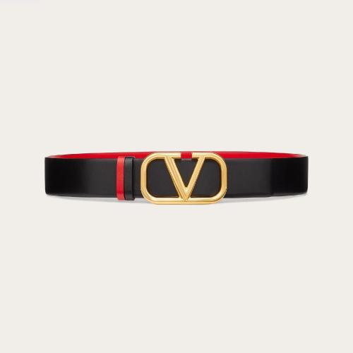  VALENTINO華倫天奴 22年春夏 女士 腰帶 雙面 VLogo Signature 光面小牛皮腰帶（寬 4 厘米） Z 預定商品1-3周發貨