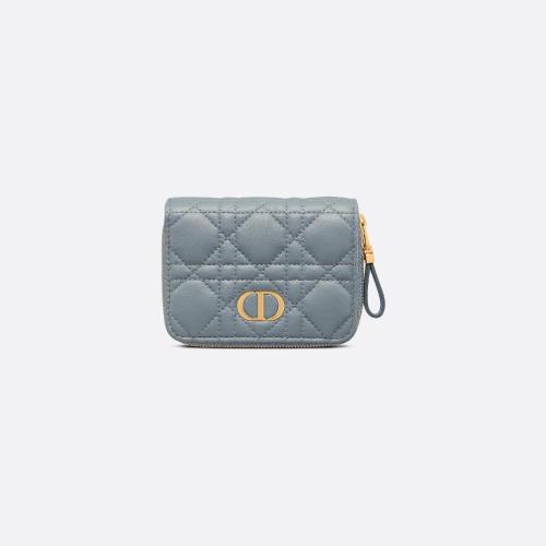  DIOR迪奧 22年秋冬 女士 錢包 Portefeuille compact zippe Dior Caro S5032UWHC_M81B