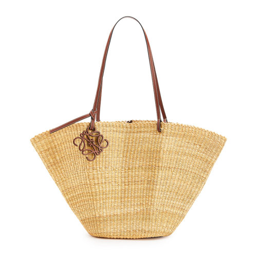 LOEWE/羅意威  Shell Basket系列 女士天然/山核桃象草/小牛皮徽標飾物貝殼手提斜挎單肩包0010444743