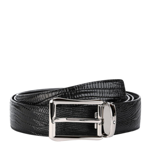MontBlanc/萬寶龍 男士黑色針扣式牛皮腰帶皮帶 118423