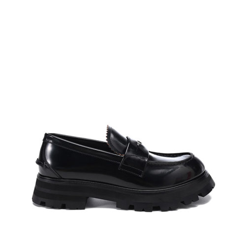 Alexander McQueen/亞歷山大麥昆【22春夏新款】男士皮革徽標裝飾厚底樂福鞋皮鞋 683571 WHZ85