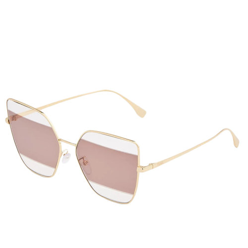 FENDI/芬迪 女士棕色鏡片和金色金屬鏡架貓眼太陽鏡FOL008V1TF16QH