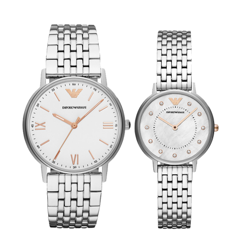 Emporio Armani/安普里奧阿瑪尼  阿瑪尼情侶對表經典鋼制表帶石英手表AR80014