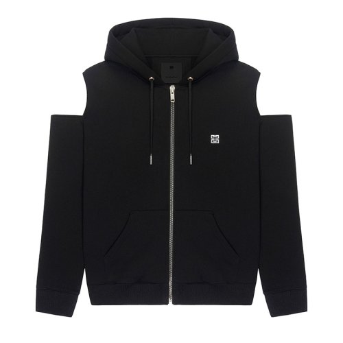Givenchy/紀梵希 4G LOGO系列 女士黑色棉質拉鏈連帽衛衣BWJ02P3Z87-001
