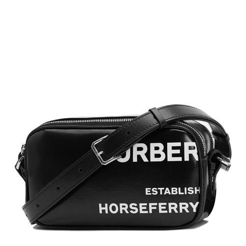BURBERRY/博柏利 巴寶莉 女士 黑色皮質品牌LOGO單肩包斜挎包 80223391 HJH0015X