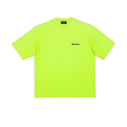 Balenciaga/巴黎世家 22年秋冬新款 BB CORP系列 男士熒光黃色純棉復古平紋中等剪裁短袖T恤612966TJV877110