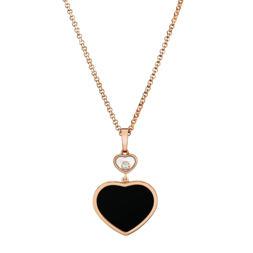 Chopard/蕭邦  女士經(jīng)典款快樂(lè)的心系列 鉆石黑瑪瑙愛(ài)心項(xiàng)鏈 797482-5201