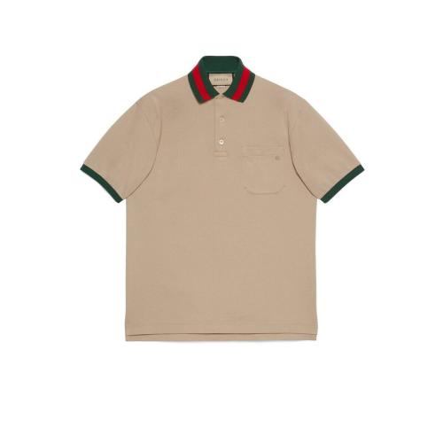  GUCCI古馳 22年秋冬 男士 織帶衣領珠地棉Polo衫 701735 XJELJ 2219