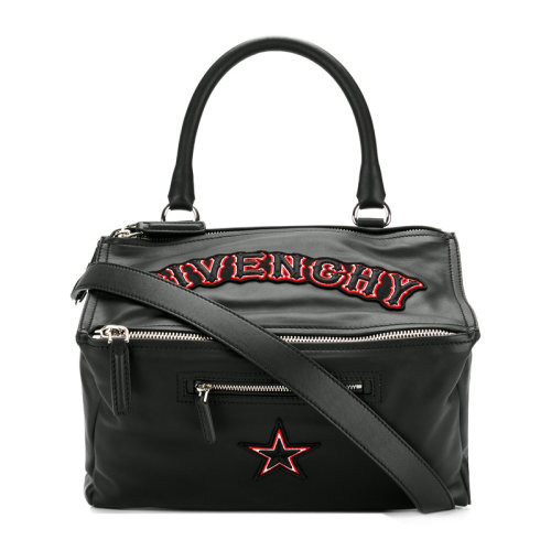 GIVENCHY 紀梵希 PANDORA  女士黑色小牛皮中號經典LOGO休閑單肩包手提包