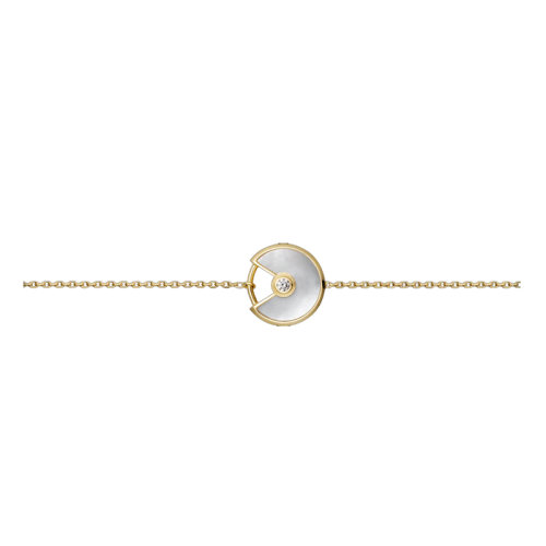 CARTIER/卡地亞 AMULETTE DE CARTIER XS型號(hào)18k金鑲嵌鉆石白色珍珠母貝手鏈B6044017