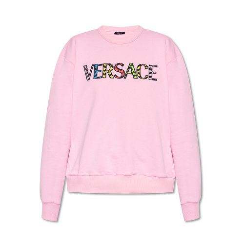VERSACE/范思哲 女士棉質彩色徽標印花裝飾圓領長袖上衣衛衣 1004130-1A01812 多色可選