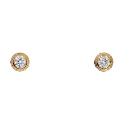 CARTIER/卡地亞 Diamants Légers系列 簡約優雅超小號18k金黃金鑲鉆耳釘 B8301215