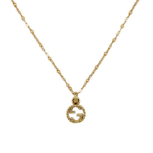 GUCCI/古馳  經典雙G18K金黃金GG吊墜項鏈 603619J85008000
